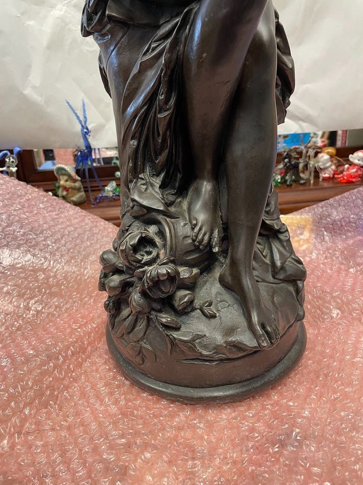 Vintage 19th Century Peace Allegory Sculpture in Bronzed Plaster