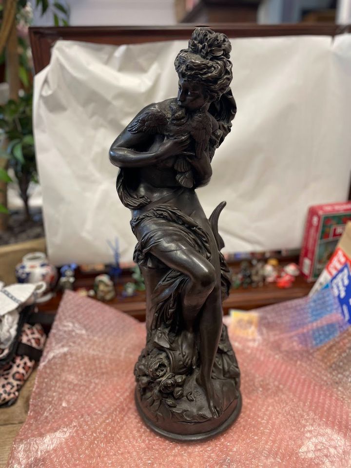 Vintage 19th Century Peace Allegory Sculpture in Bronzed Plaster