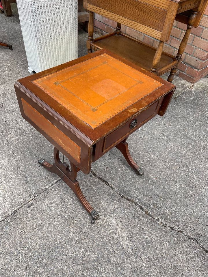 Vintage Mahogany Wood Extendable Coffee Table with 2 Drawers