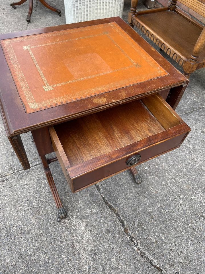 Vintage Mahogany Wood Extendable Coffee Table with 2 Drawers