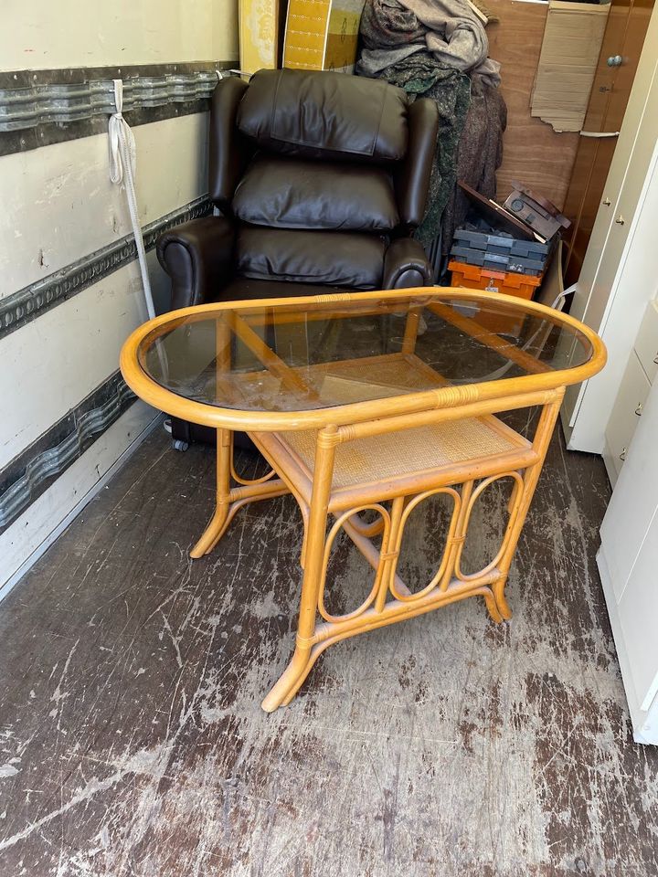 Bamboo & Cane Bistro Glass Dining Table