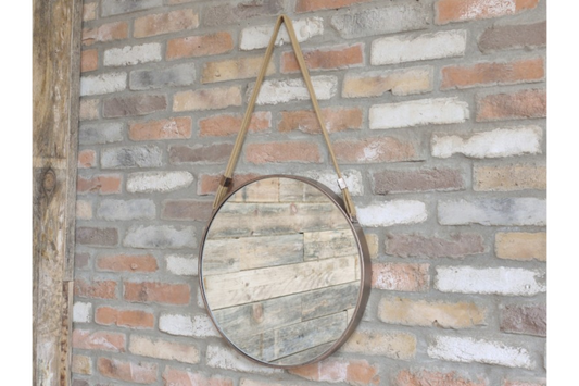 Stylish Round Copper/Bronze Coloured Mirror With Rope